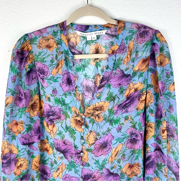 (Sold)VERONICA BEARD Syden printed silk blouse size 4 - Picture 3 of 11